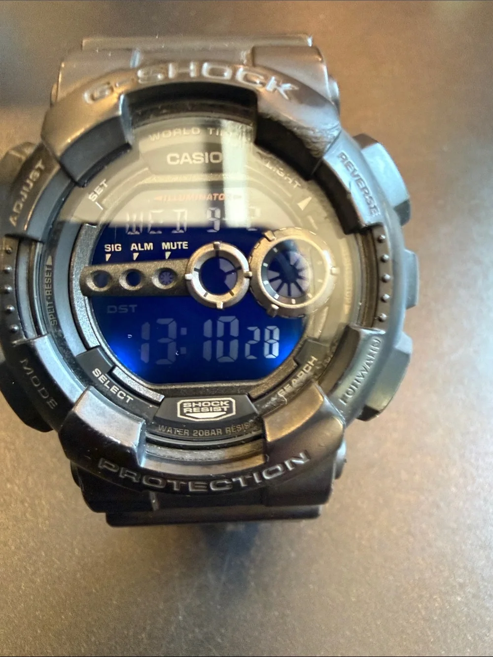 Casio G Shock GD 100 1B Military Black Inverted LCD Digital Watch 200M Works